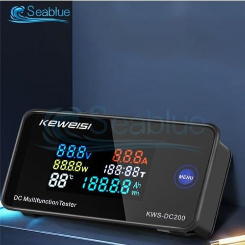 DC 0-200V 10A 50A 100A Voltmeter Ammeter Power Energy Temperature Meter LED Digital DC Wattmeter Electric Meter Monitor 12V 24V