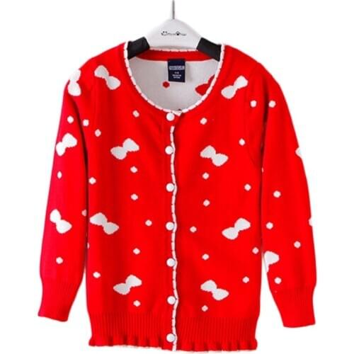 Kids Girls Cardigan Knitted Sweater 2020 New Arrival Baby Girls Candy Print Sweater Autumn Winter Clothing Red 3-7 Years GW36