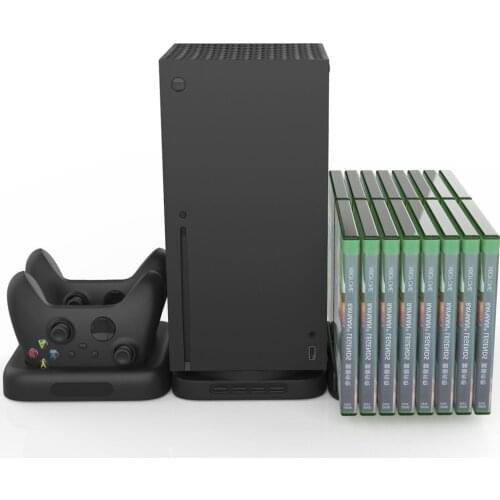 For Xbox Series X/S 3 In 1 Multi-functional Charging Base Set Console Bracket + Controller Charging Stand + Disc Storage Rack