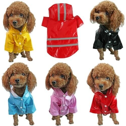 Dog Raincoat Outdoor Puppy Pet Rain Coat Jumpsuit Reflective Sunscreen Dog PU Clothes Jacket for Small Pet Supplies