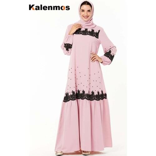 Dubai Arab Abaya Muslim Dress Women Beading Embroidery Cotton Big Swing Hijab Dresses Moroccan Kaftan Kimono Islamic Clothing