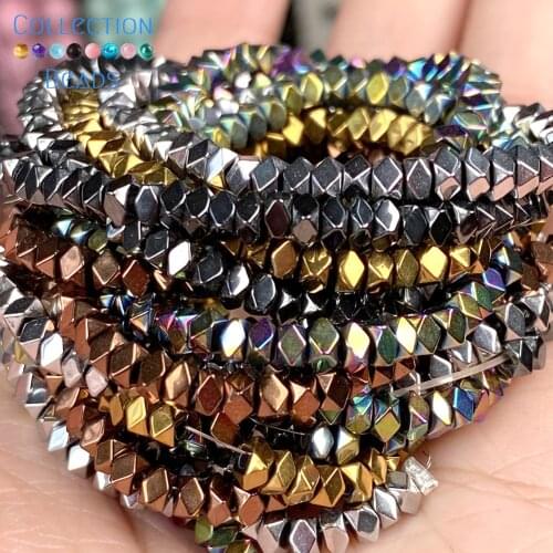 3x2mm Faceted Octagon Black Hematite Beads Loose Spacer Beads For Jewelry Making DIY Bracelet Necklace Charm Accessories 16"