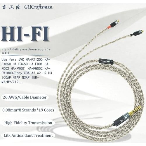 GUcraftsman 6N silver For JVC HA-FX850 FW1500 FW1800 FX1200 FW001 FW002 FD01 FD01 FW10000 Headphone upgrade cable