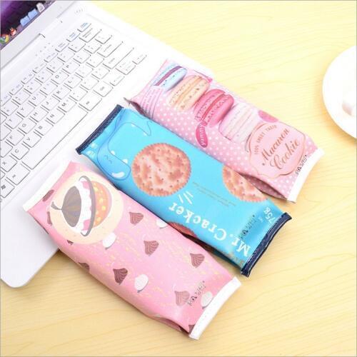 Korean Creative Macaron Pencil case Pencil Box Pencil Bag Leather Kawaii Stationery Pouch Office School Supplies Zakka