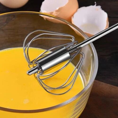 Egg Cream Stirring Kitchen Tools ,Semi-automatic Mixer Egg Beater Manual Self Turning Stainless Steel Whisk Hand Blender