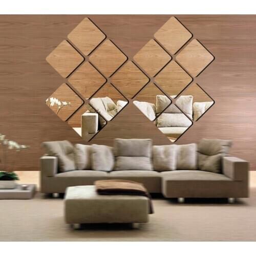 Square Mirror Stickers Self Adhesive for Livingroom Bedroom Bathroom TV Background Walls Home Decor DIY Peel and Stick Acrylic