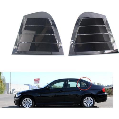 Left + Right Rear Door Window Triangular Gloss Black Trims For BMW 323i 328i 335i E90 09-11 Wagon Sedan 4-Door LCI Facelift