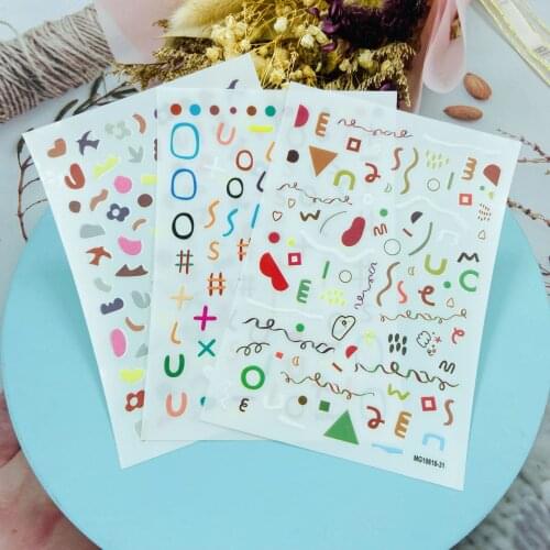 DIY Japanese Style Fashion Hot Selling Light Thin Traceless Nail Stickers Scrawl Letters Dry Nail Decals Nail Art Manicure Women