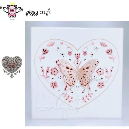 Piggy Craft metal cutting dies cut die mold Flowers butterfly heart frame Scrapbook paper craft knife mould blade punch stencil