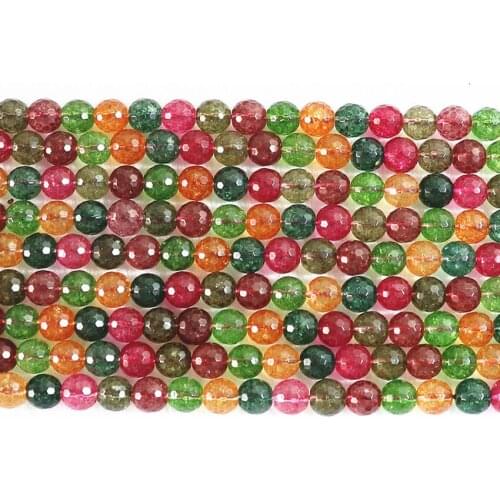 Fashion multicolored simulated tourmaline crystal stone 6mm 8mm 10mm 12mm round loose faceted beads diy lovely Jewelry B178