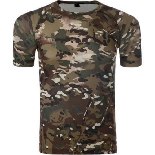 Male Outdoor Camouflage Shirt Quick Dry Breathable Tights Army Tactical T-shirt Mens Compression Fitness Summer Hiking T Shirts
