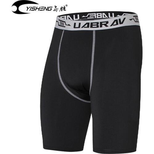 YISHENG Mens Running Tights Compression Pants Men Bodybuilding Quick Dry Fitness Tight Shorts Sweat Sport Short Trousers Gym