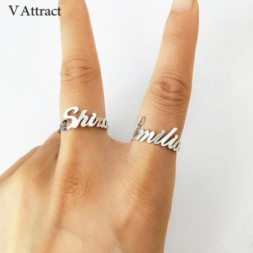 Free Size Kids Name Anillos Mujer Gold Silver Stackable Personalized Name Rings For Women Wedding Gift Custom Jewelry Men Ring