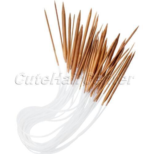 Hot Selling 18pairs 18sizes 60cm Circular Carbonized Bamboo Knitting Needles Professional Weaving Needle Knit Set
