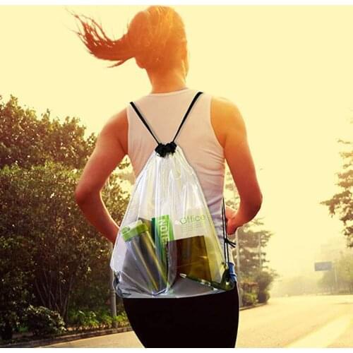 New Transparent Drawstring Backpack School Tote Gym Bag Sport Pack
