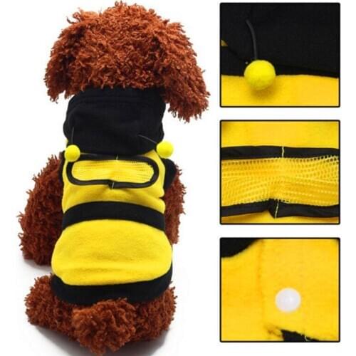 Dogs clothes Cute Fleece Bumble Bee Lovely Wings Dog Cat Pet Harness Costume Apparel Clothes Coat pets hoodies clothing