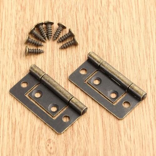 2pcs 38*20mm Cabinet Drawer Door Butt Hinge Decorative Cupboard Hinges for Jewelry Wooden Boxes