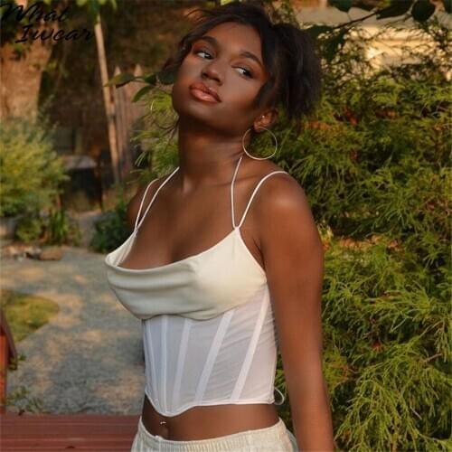 Patchwork Sexy Halter Backless Crop Tops For Woman Solid Soft Smooth Fabric Camisole Femme Party Club Basic Stretchy Tank