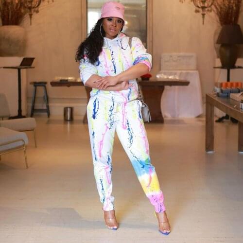 Casual Sport Suit Print Long Sleeve Top Long Pants Two Piece Set Women Spring 2021 Tracksuits Casual Womens Sets Sweatshirt