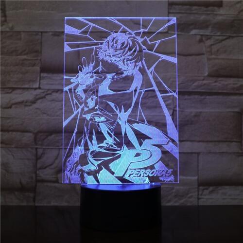 RPG P5 Persona 5 Japanese Akira Kurusu Figure USB 3D LED Night Light Decoration Boys Child Kids Baby Gifts Table Lamp 2451