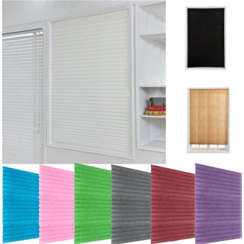 Self-Adhesive Pleated Blinds Half Blackout Windows Curtains For Kitchen Bathroom Balcony Shades For Coffee/Office Window