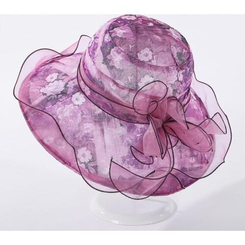 2020 Summer Women Lace Church Hat With Flower Foldable Wide Brim Cap Wedding Party Hats Beach Sun Protection Caps