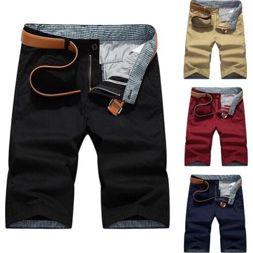 Mens Summer Breeches Shorts 2021 Cotton Casual Black White Classic Brand Clothing Beach Shorts Male men Pockets Button Shorts