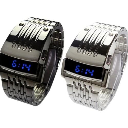 Wrist Watch LED Automatic Energy Saving Mode Stainless Steel Digital Calendar Sport Watch for Officer