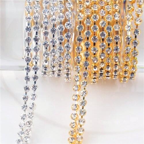 Diy,5 Yard,Ss12-28,Clear Rhinestone Chain Dense Glass Crystal Diamond Round Claw Trimming Clothing Wedding Headwear Accessories