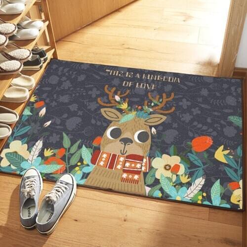 Merry Christmas Happy New Year Comfortable Fashion Hot Sale New Flocking Home Door Mat Bathroom Water Absorbent Living Room Mat