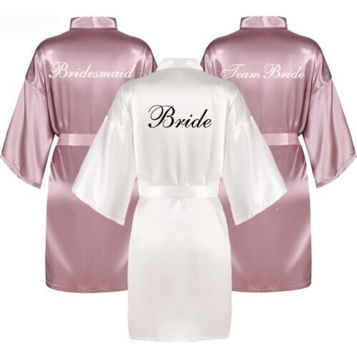 Gorgeous mauve bathrobe bride satin robe women getting married bridal party teambride sisters mother wedding bridesmaid robes