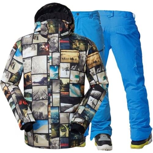 High Mens Snow Suit Wear Sets Outdoor Sports Snowboarding Clothing Waterproof Windproof Breathable Ski Jacket + Pant for Male