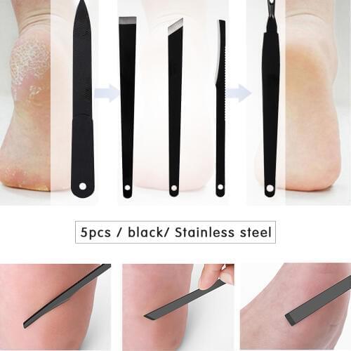 High Quality 5Pcs/Set Stainless Steel Nail Cuticle Pusher Spoon Remover Trimmer Dead Skin Manicure Pedicure Cleaner Nail Tool