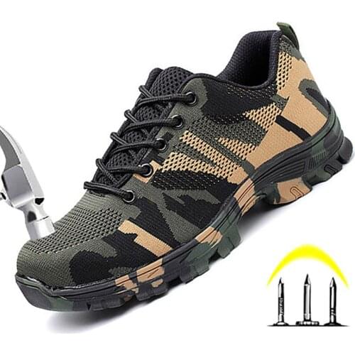 Work Safety Boot Indestructible Shoes For Men Steel Toe Shoes Camouflage Breathable Work Safety Shoes Male Military Boots