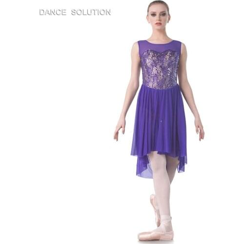 Adult Girls Lyrical and Contemporary Dance Costume Sequin Lace Ballet Dance Sequin Lace Dress for Women Performance Wear 18418A