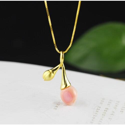 L&P Fashion Queen Shells Glod Colour 925 Sterling Silver Tulip Necklae for Women Jewelry Wholesale Gift Hot Sale