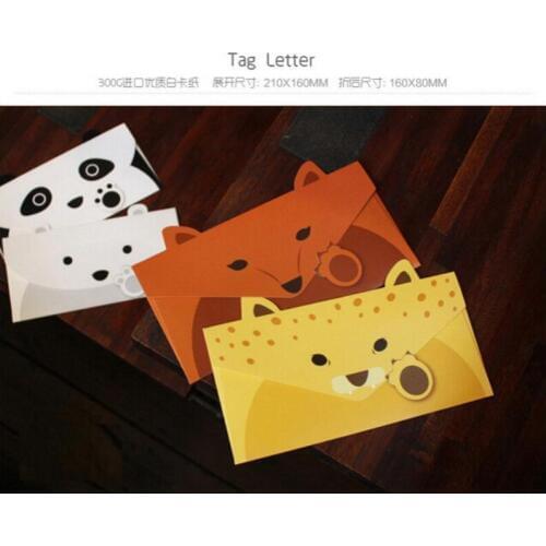 10pcs/lot Kawaii Rubbit Fox Animal DIY Paper Greeting Card Invitation With Gifts Message Card Birthday Party Stationery Supplies