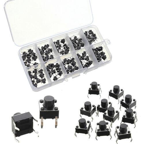 100pcs 4Pin Micro Tactile Push Button Switch Momentary Miniature Tact Pushbutton Switches 6x6x5mm