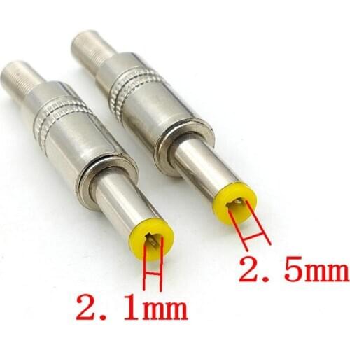 100pcs lot metal DC Power 5.5x2.1mm/DC 5.5x2.5mm Cable Male Plug Socket for Camera / LED