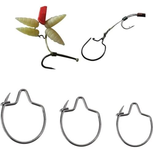 150Pcs Maggot Clips Anti Glare Carp Fishing Hair Solid Ring Baits Connector S M L 3 Sizes