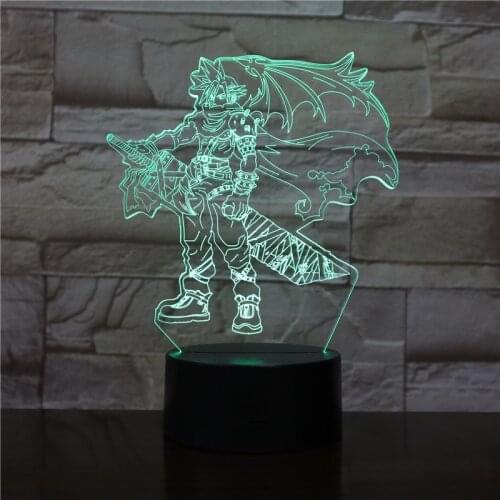3D Lamp Final Fantasy Cloud Strife for Halloween Present touch sensor 7 Color with Remote Led Night Light Lamp Dropshipping 2019