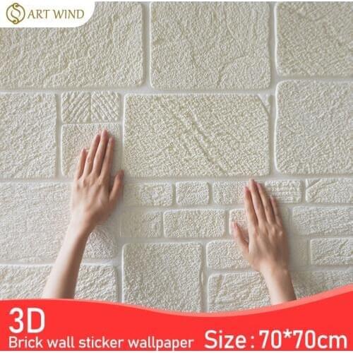 3D Wall Stickers Thick Living Room Wall Bedroom Decoration Room Simulation Brick Pattern Personality Creative Anti-collision