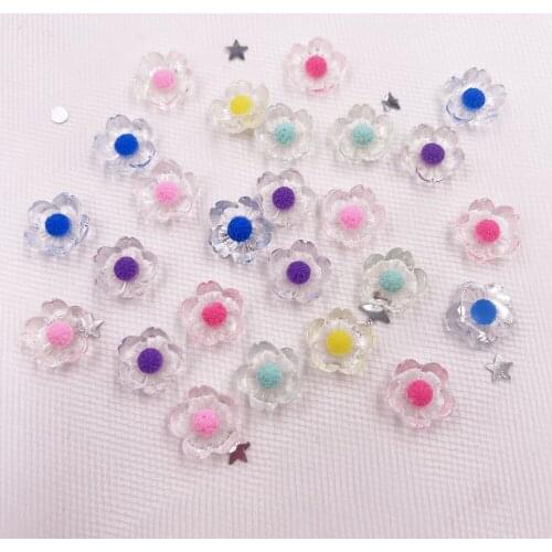 40PCS Resin 10mm 3D Crystal Colorful Flower Flatback Rhinestone Applique Scrapbook DIY Manicure Accessories Ornament Craft SJ181
