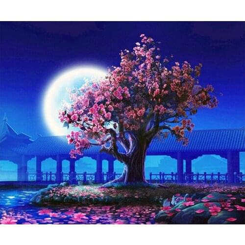 5D Diy Diamond Painting Romantic Moon Night Landscape By Numbers Cross Stitch Kits Embroidery Modern Wall Art StickersZP-2685