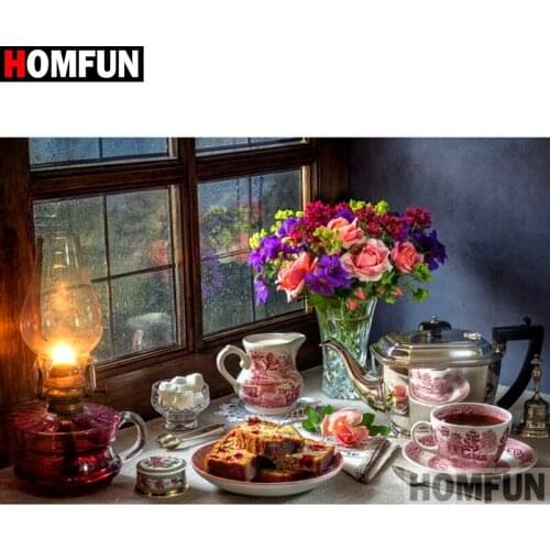 HOMFUN Full Square/Round Drill 5D DIY Diamond Painting "Food light cup" 3D Diamond Embroidery Cross Stitch Home Decor A19536