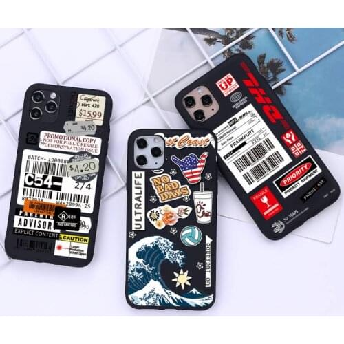 Stamp Label Barcode DHL Express Phone Case for iphone 12 11 Pro Mini XS MAX 8 7 6 6S Plus X 5S SE 2020 XR cover