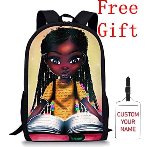 Black African Queen American Women School Bagpack 17 Inch Afro Girl Magic Book Bag For Kids Elementary Children Bookbags