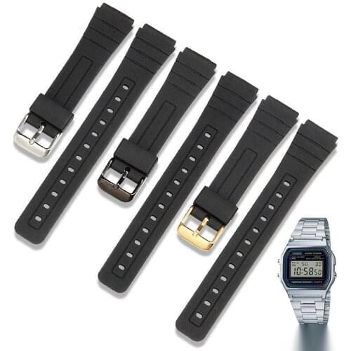 Black Sports Rubber WatchBands For Casio A158/A159W/AQ230 Watch Accessories High Quality Elastic Durable Silicone Wrist Strap