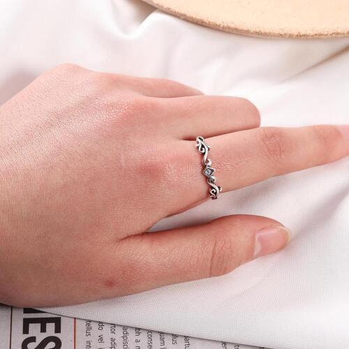 Ckysee Vintage 925 Sterling Silver Rings Rope Line Shape Twisted Adjustable Finger Rings For Women Gifts