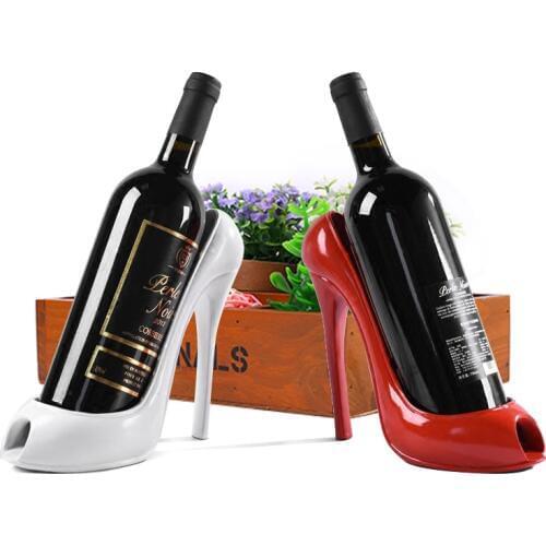 High Heel Shoe Wine Bottle Holder Stylish Rack Gift Basket Accessories for Home Red Shoe Wine Rack Creative Bottle Holder